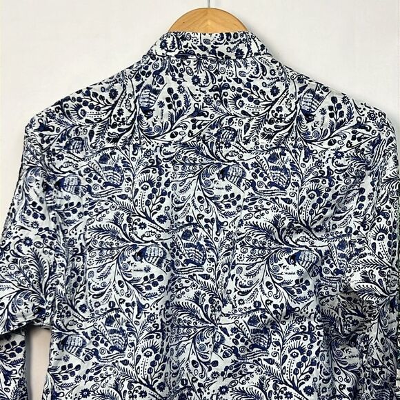 RAGA Man Blue and White Floral long sleeve button up shirt NWT size Medium - Picture 8 of 13